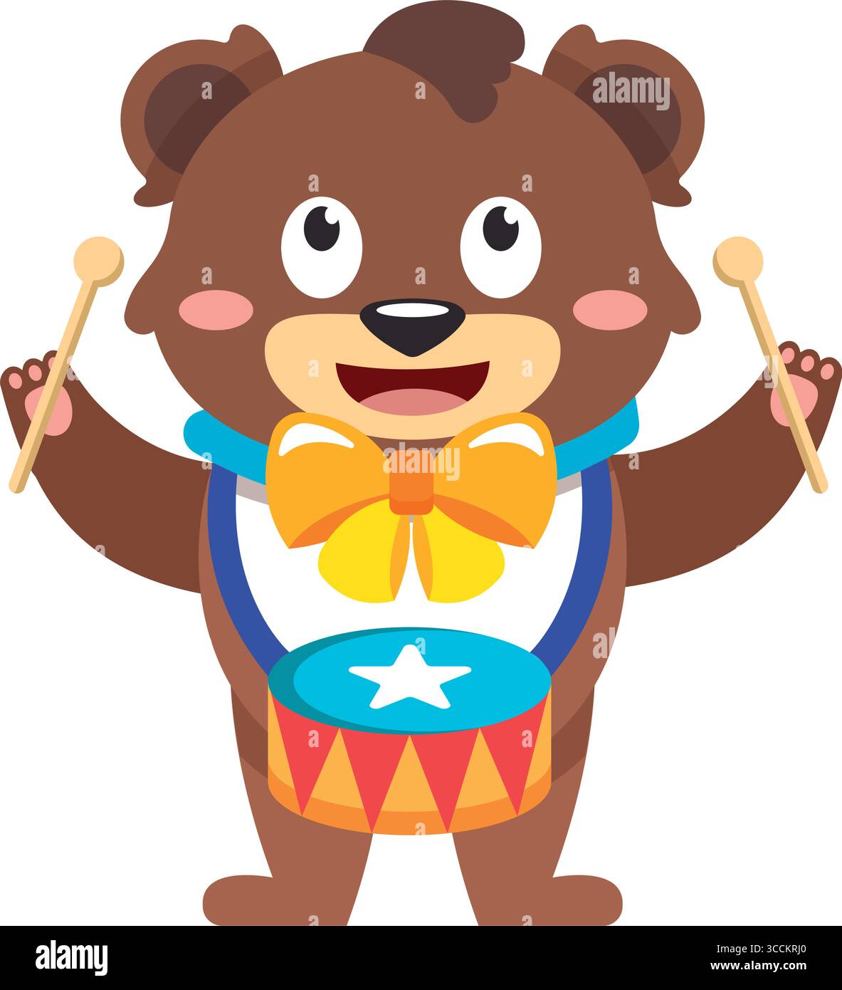 Circus bear with drum. Vector Stock Vector