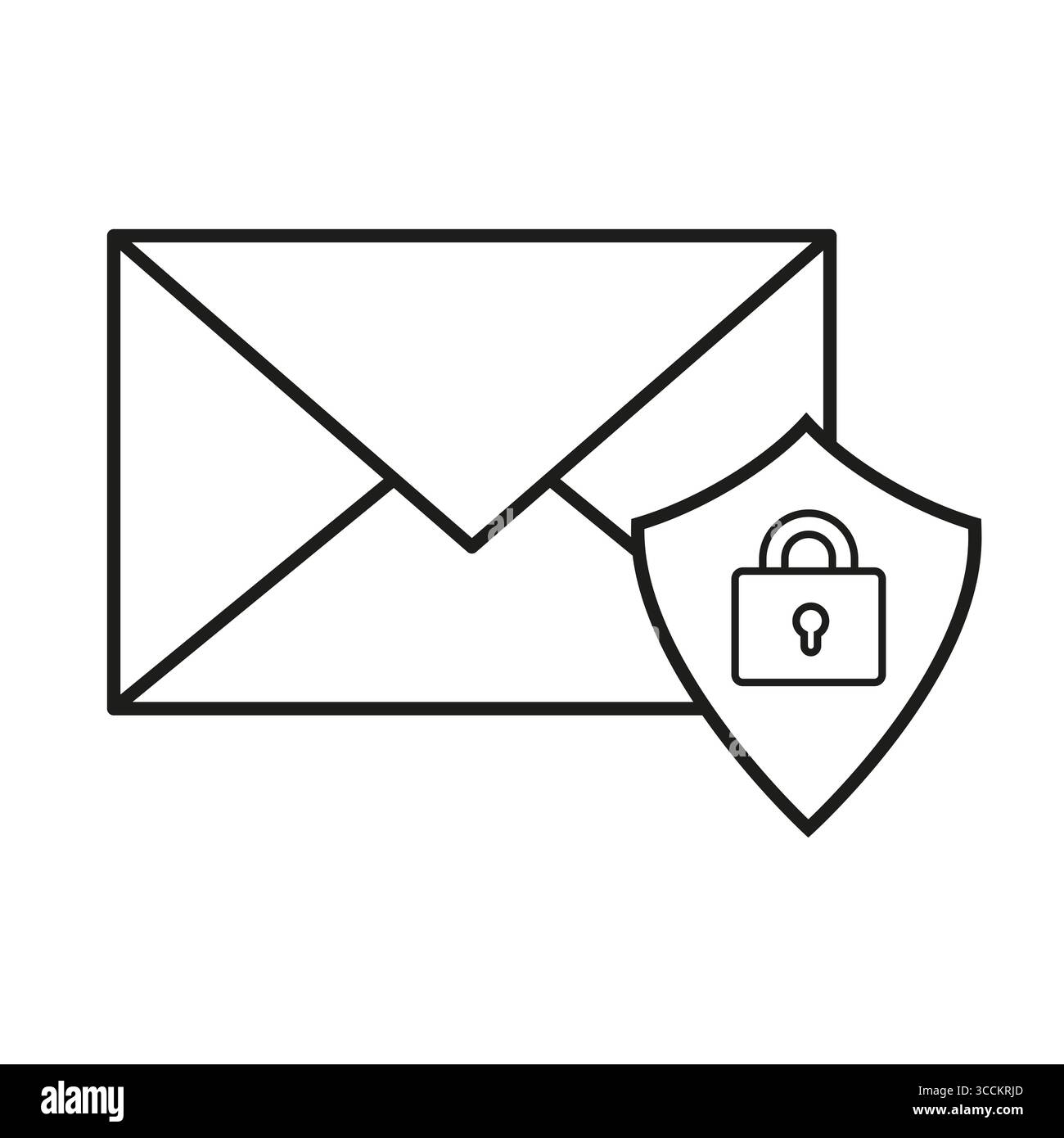 Email security illustration. Protected message symbol. Encrypted mail Vector. Secure inbox icon. Stock Vector