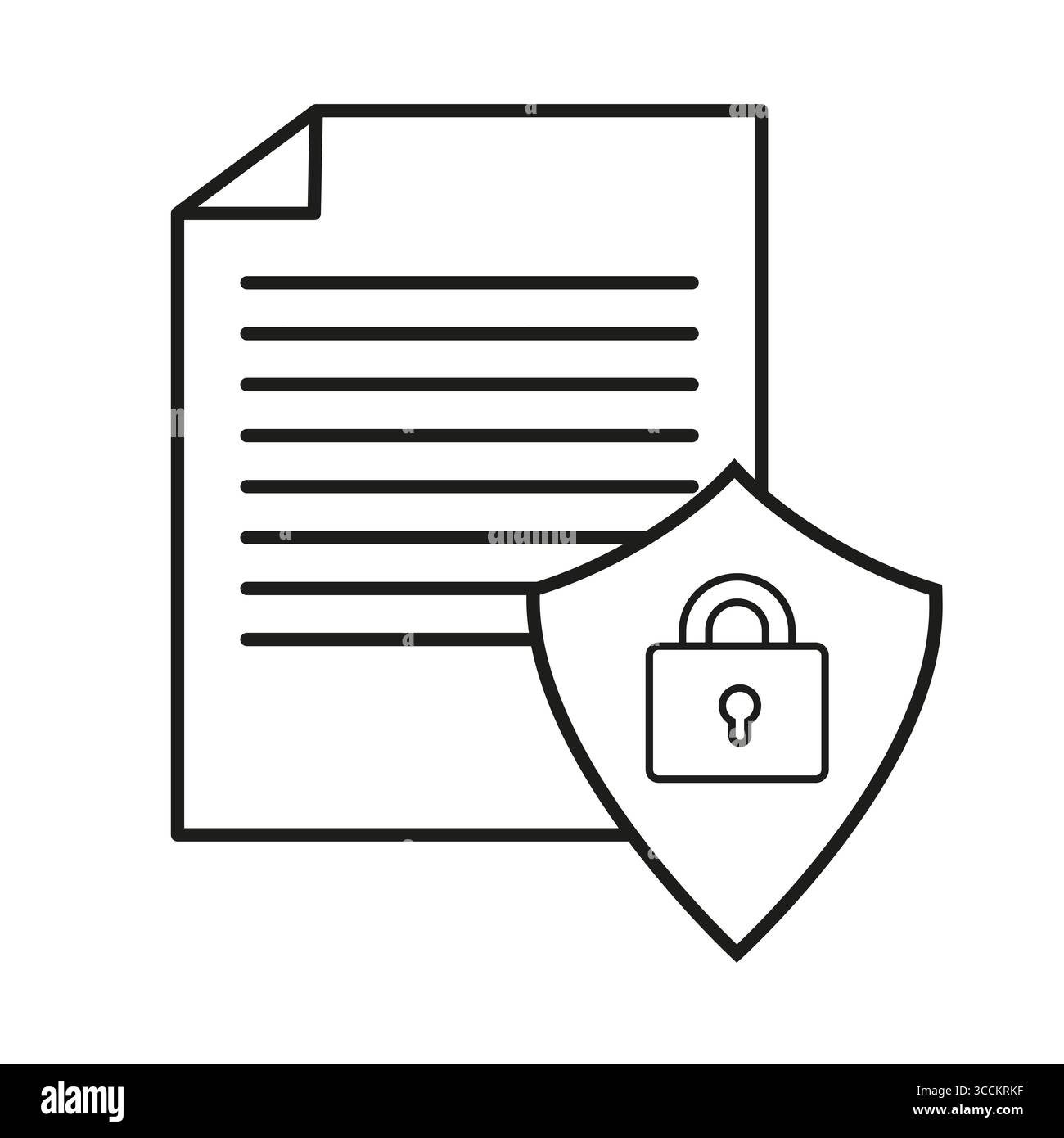 Document security illustration. Protected file Vector. Shielded paper data. Confidential information icon. Stock Vector