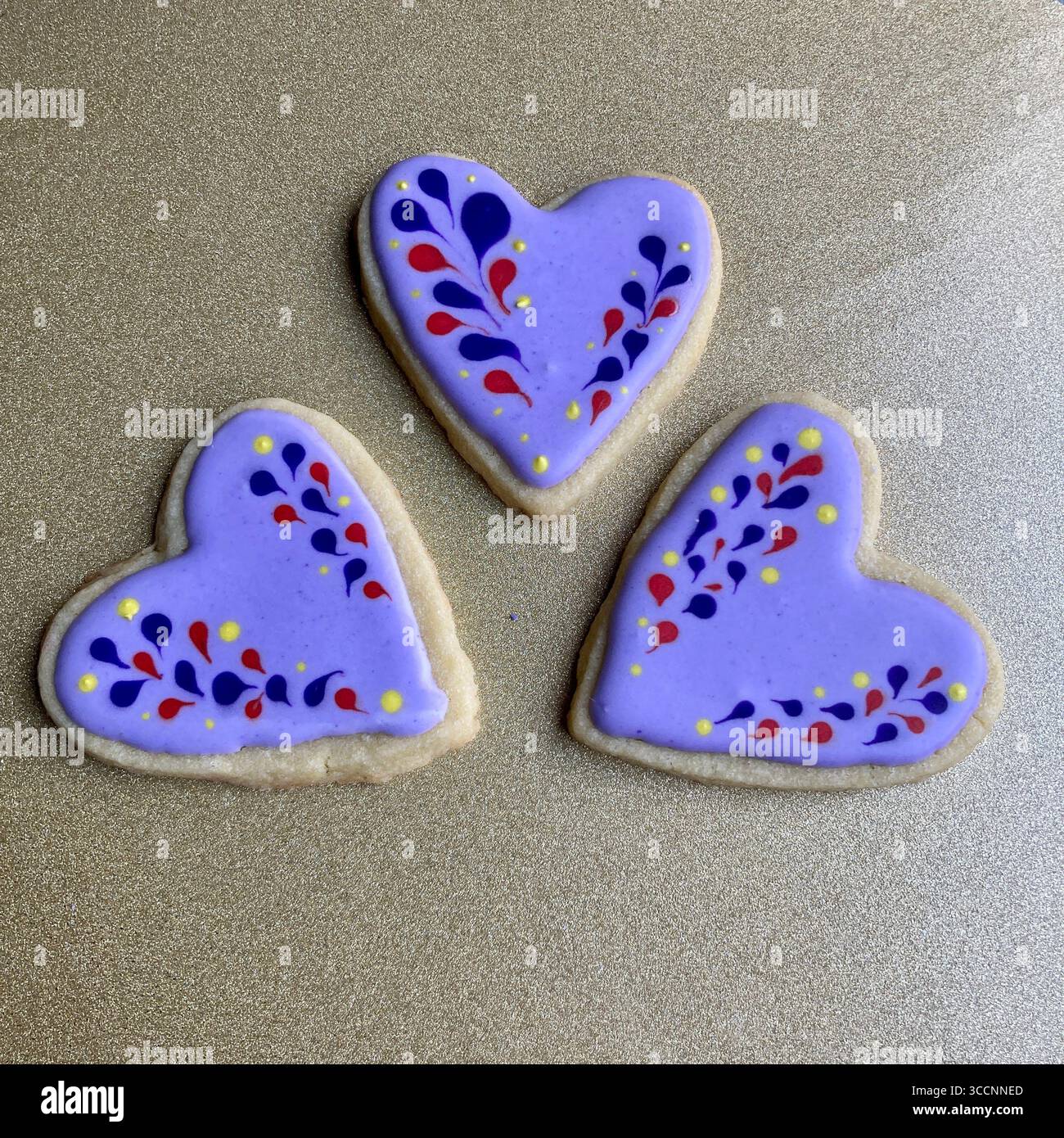 Home made heart shaped cookies look appealing. - Smartphone Captured Stock Image