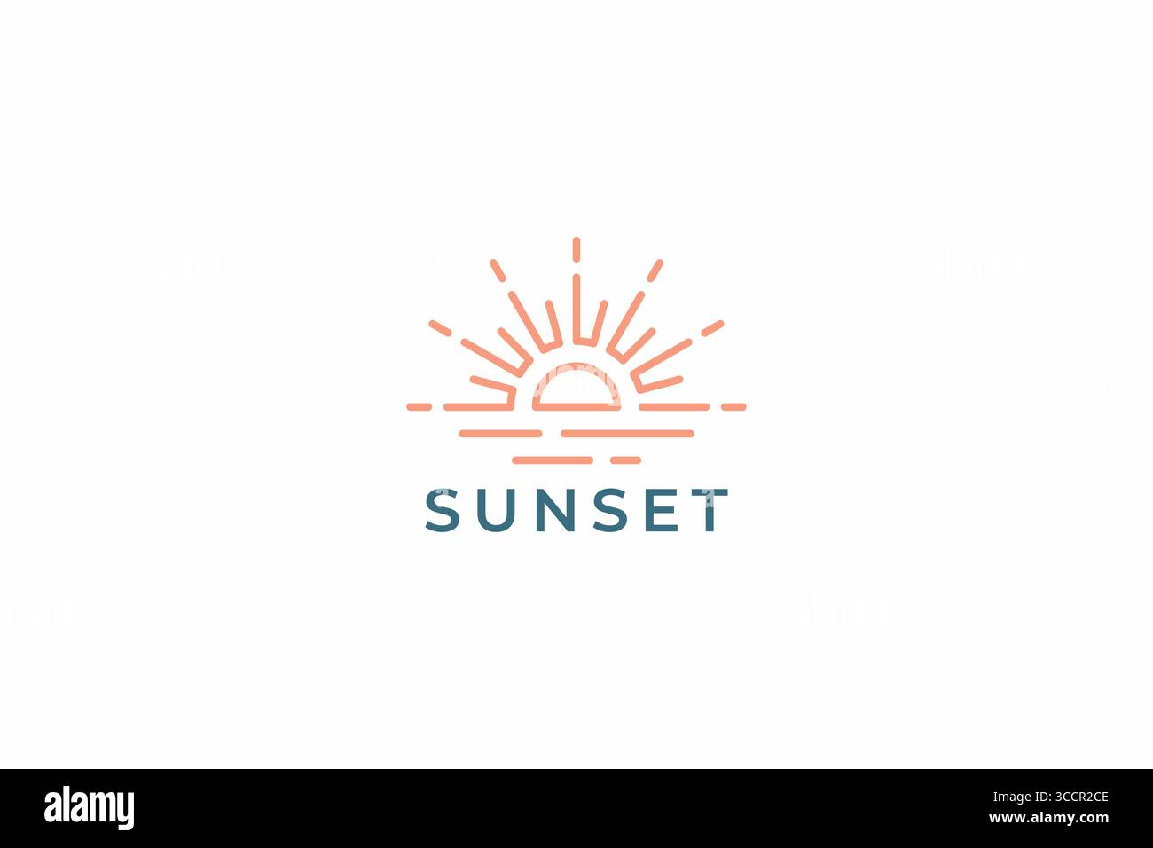 Sunrise Beach Logo Minimalist Linear Unique Concept Stock Vector