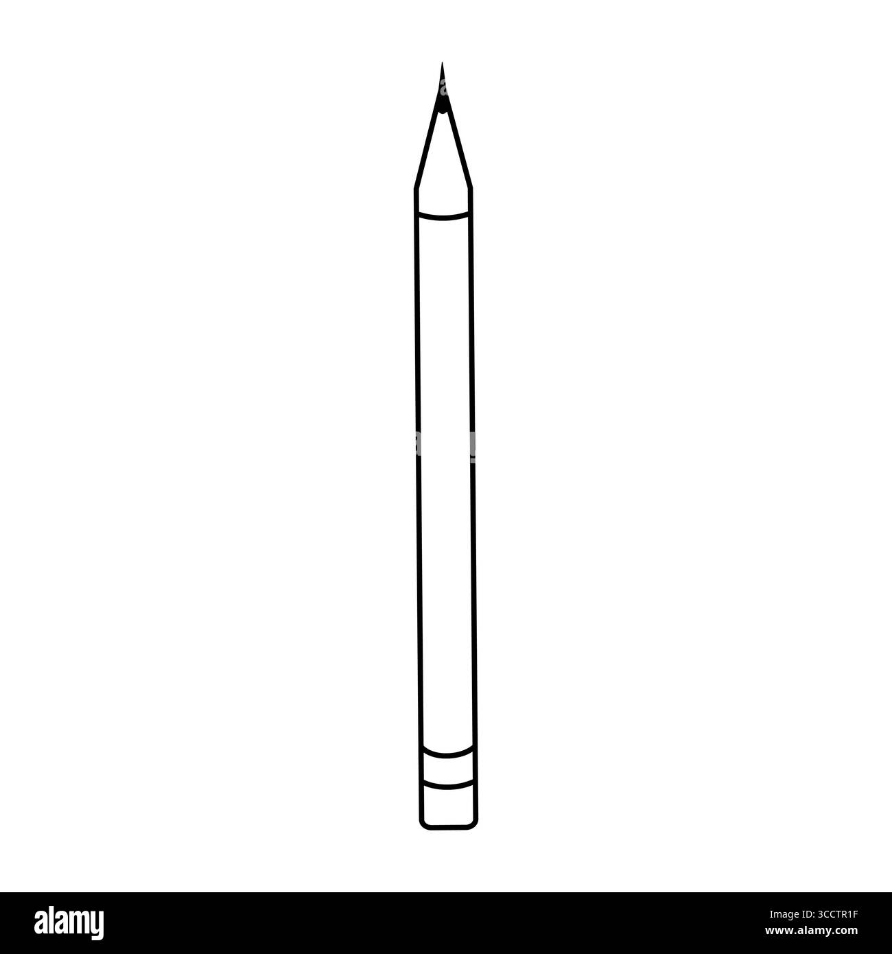 Minimalist black and white outline of a pencil on white background ...