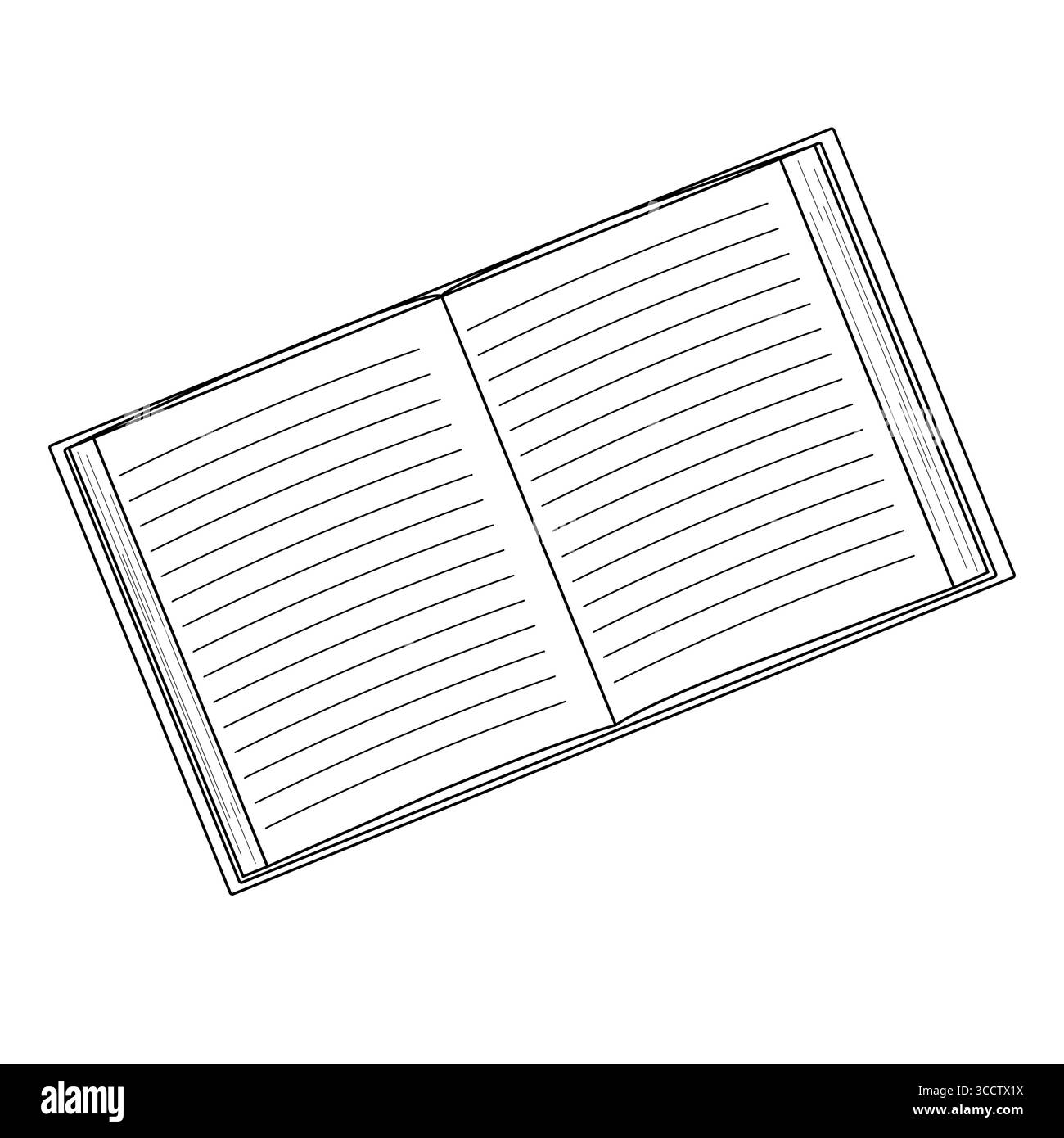 Open blank lined notebook with hardcover on white background Stock Vector
