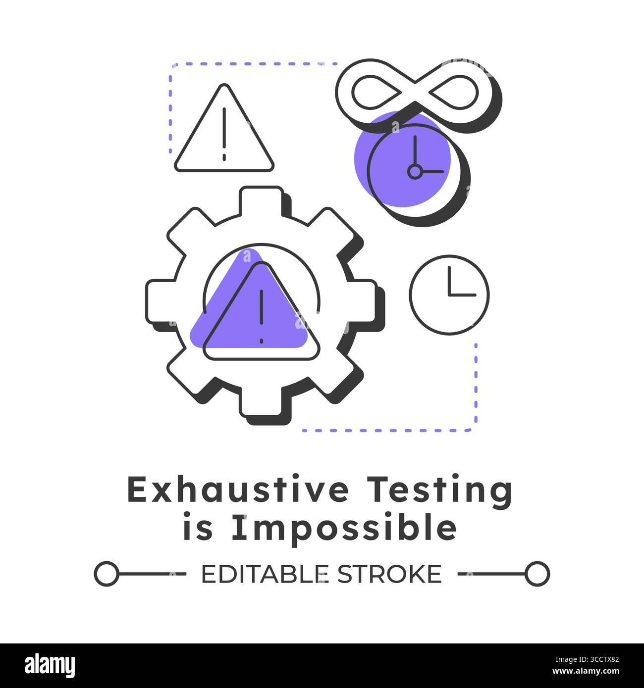 Exhaustive testing is impossible modern linear concept icon Stock Vector