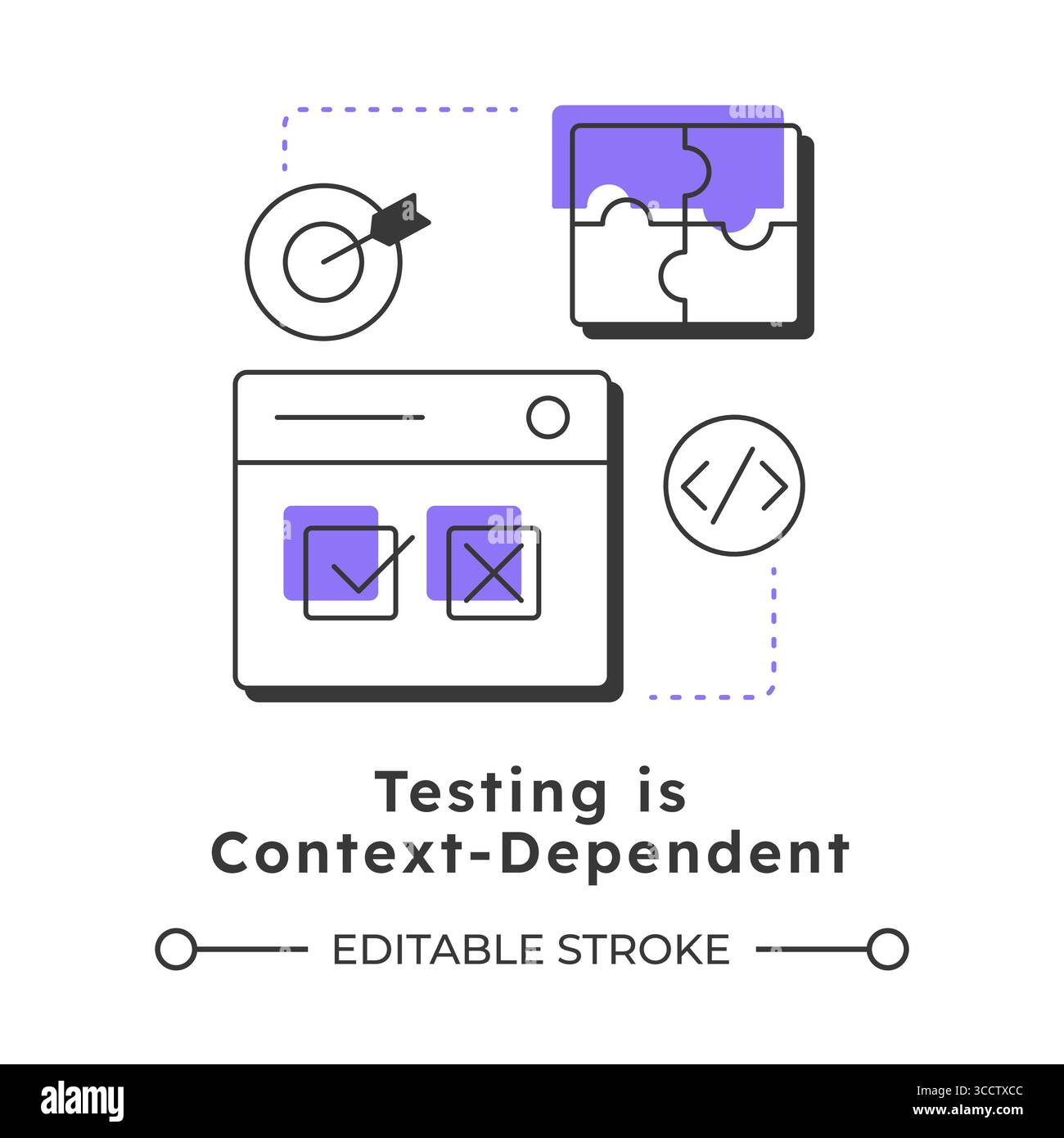Testing is context-dependent modern linear concept icon Stock Vector