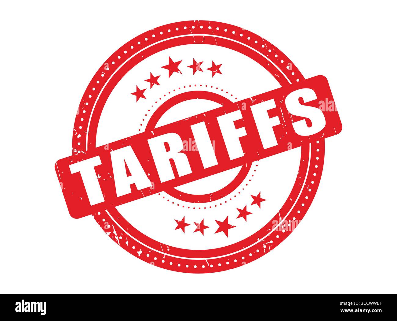 A Tariffs Rubber Stamp Seal with a Dotted Circle Stock Vector