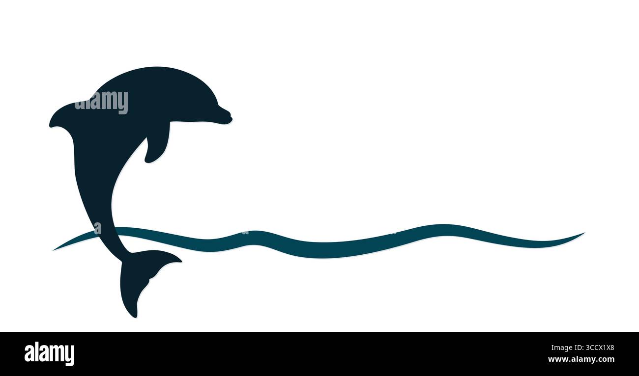 The dolphin symbol with blue wave. Stock Vector