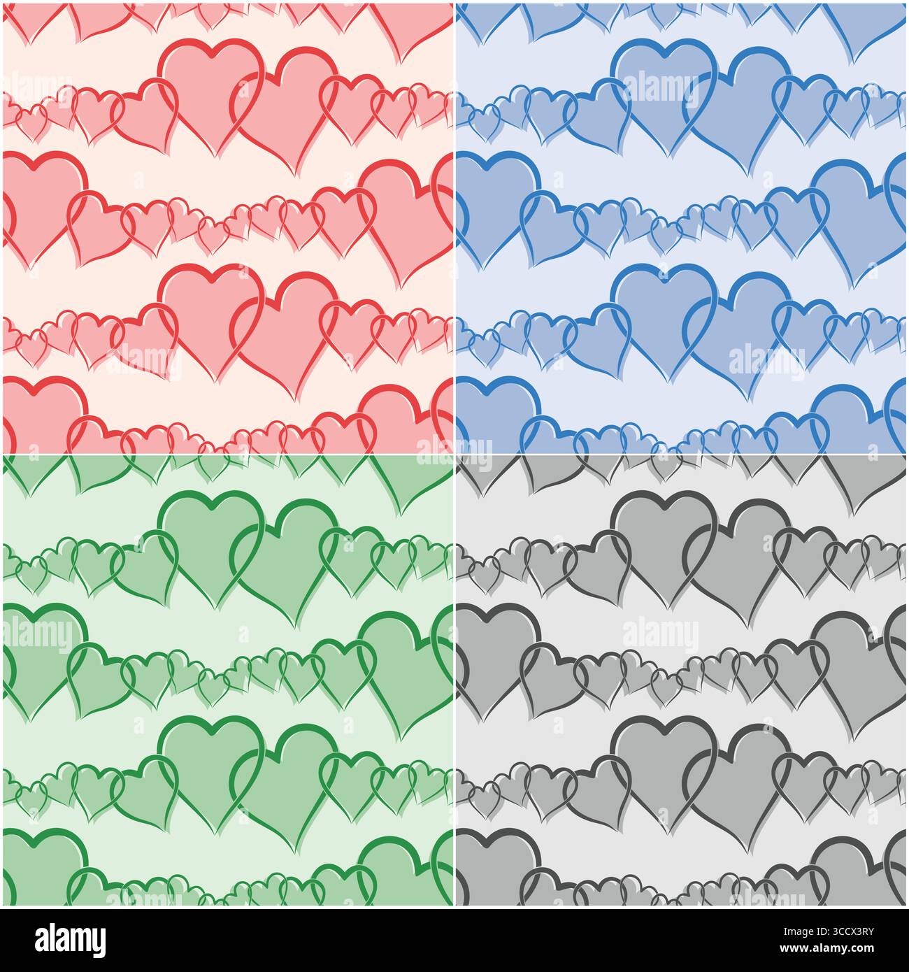 The sets seamless backgrounds with hearts. Stock Vector