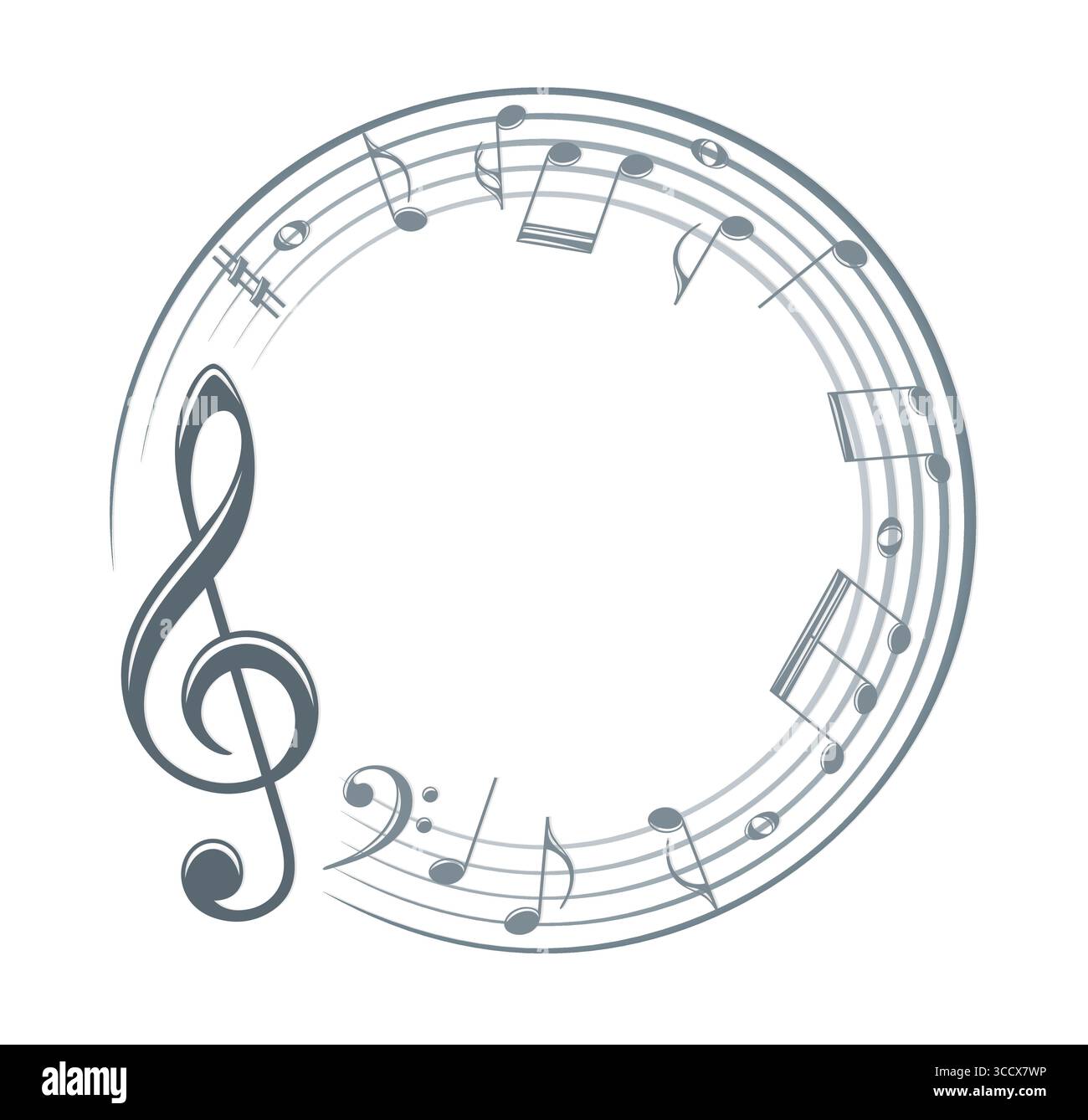 Frame with stylized musical notes. Stock Vector
