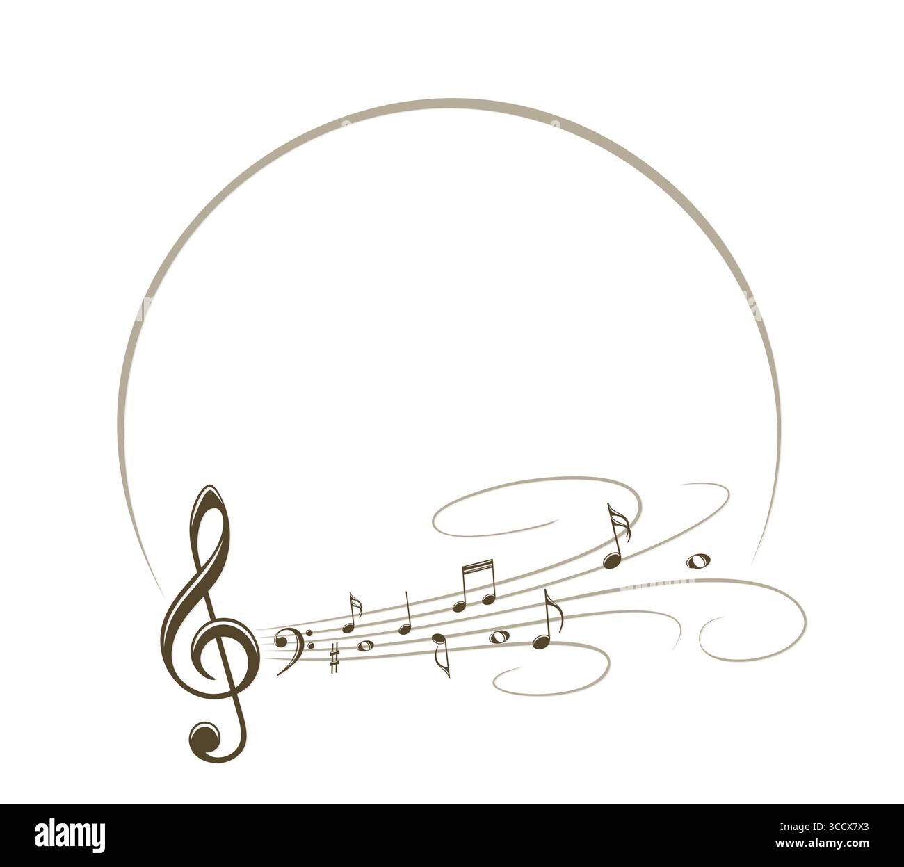 Frame with stylized musical notes. Stock Vector