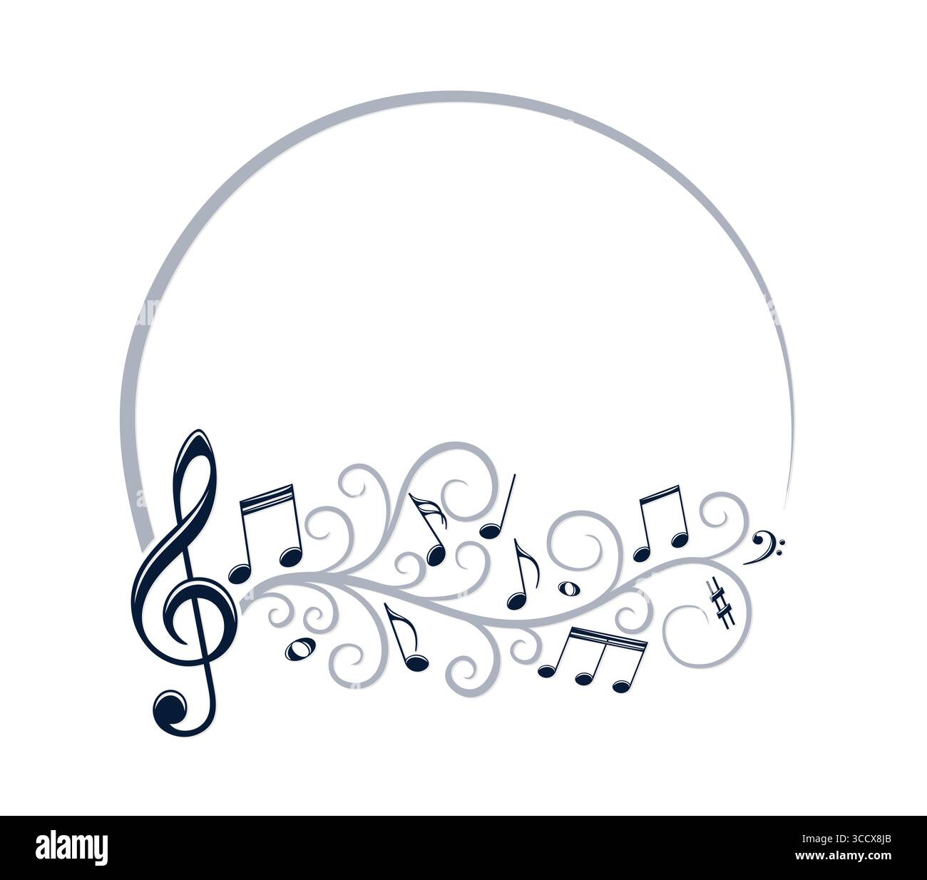 Frame with stylized musical notes. Stock Vector