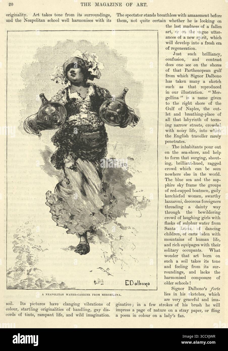 History, Italian woman of Naples, Neapolitan water carrir from Mergellina,  19th Century Vintage illustration, 1880s after skewtch by Eduardo Dalbono  Stock Photo - Alamy