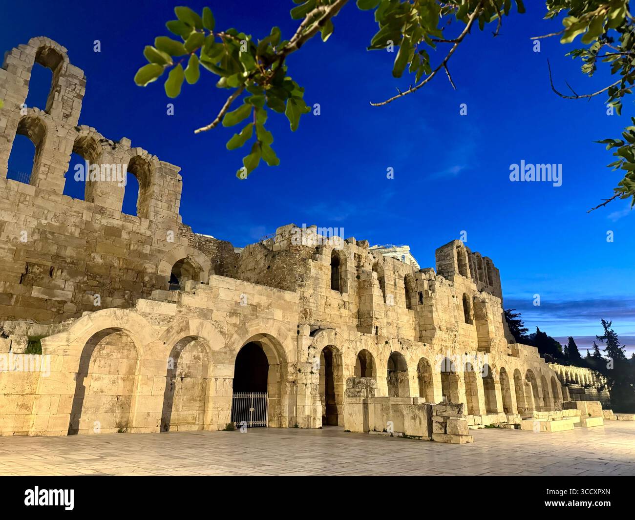 Odeon of Herodes Atticus at twilight, Athens, Greece. - Smartphone Captured Stock Image