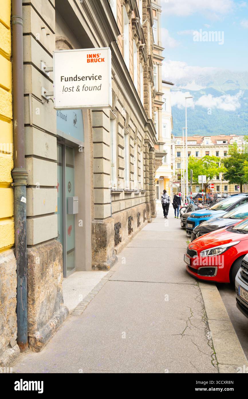 Innsbruck, Austria.  August 1, 2025. external view of the Innsbruck City Council Lost Property Office in the city center Stock Photo