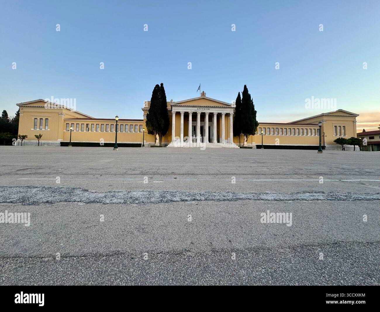 Zappeion, a neoclassical building and historic landmark located in Athens, Greece, featuring a grand columned facade. - Smartphone Captured Stock Image