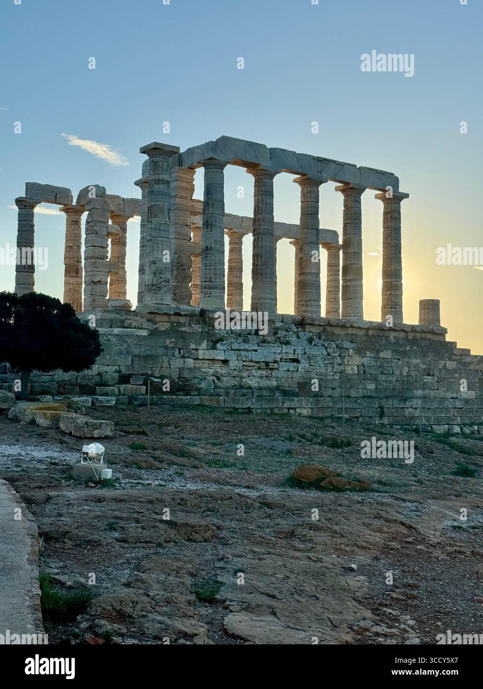 Ancient Temple of Poseidon at Cape Sounion, Greece, overlooking the Aegean Sea. - Smartphone Captured Stock Image