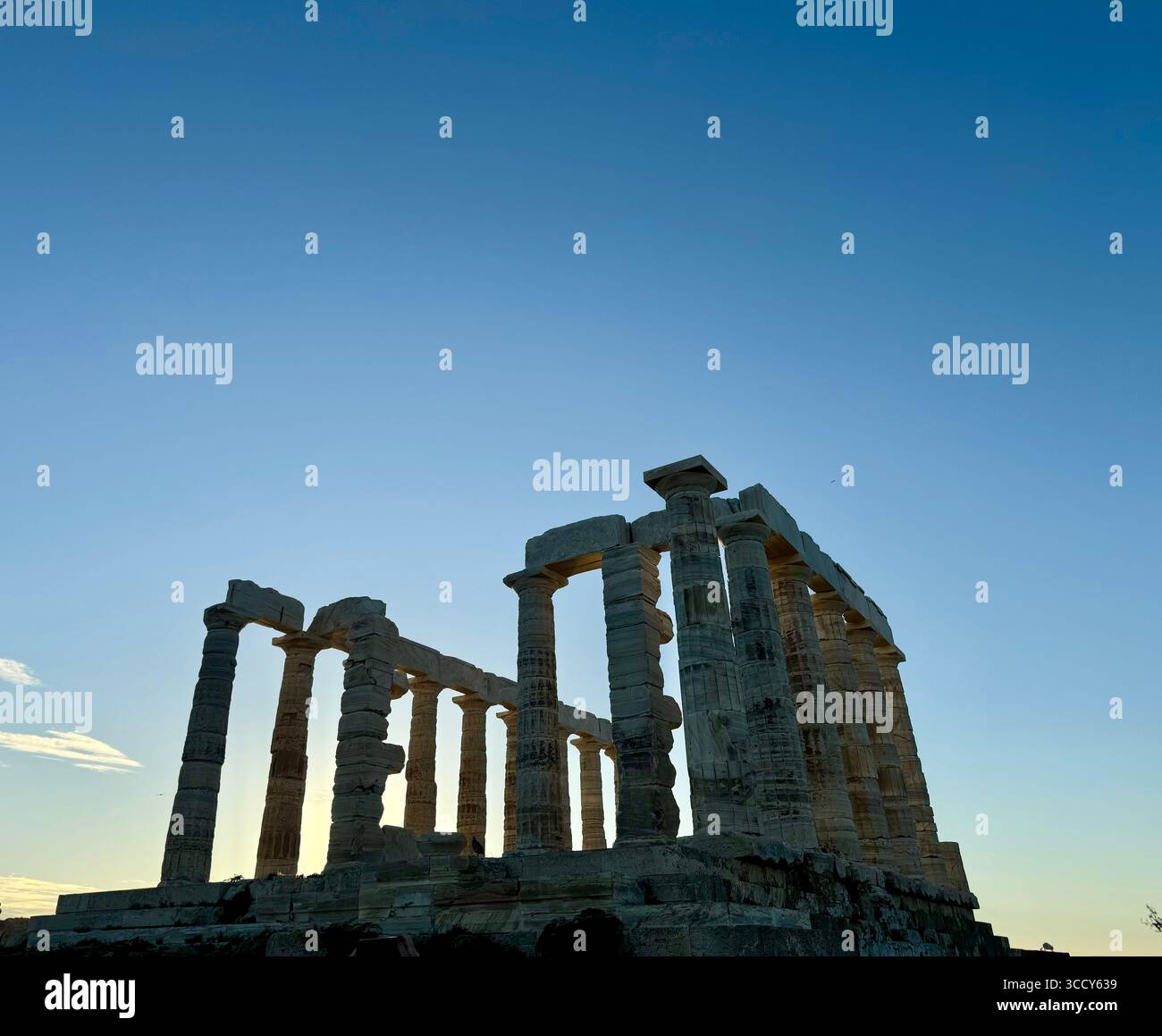 Ancient Temple of Poseidon at Cape Sounion, Greece, overlooking the Aegean Sea. - Smartphone Captured Stock Image