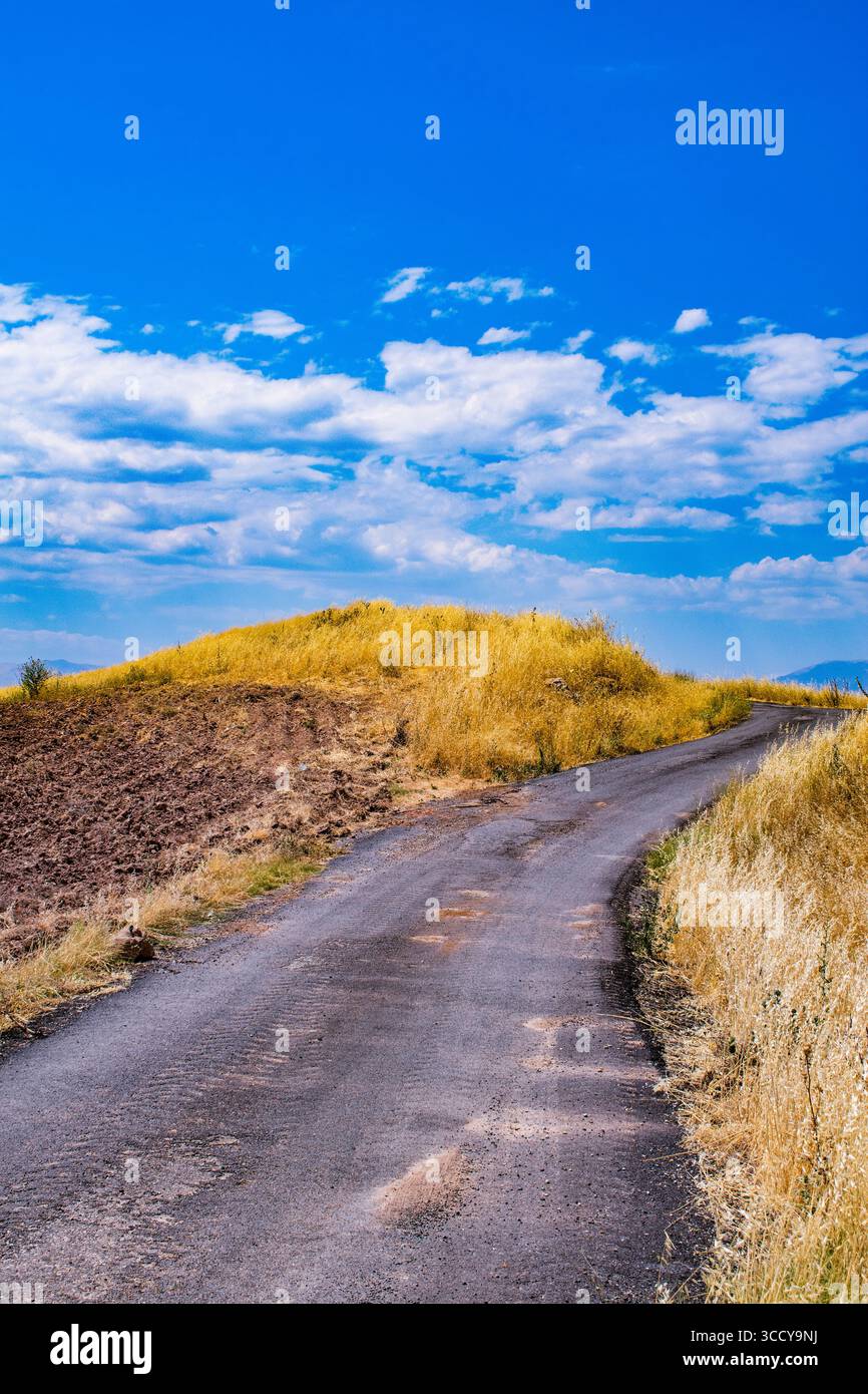 Turkey: a road in rural and agricultural areas south of Lokman in the ...
