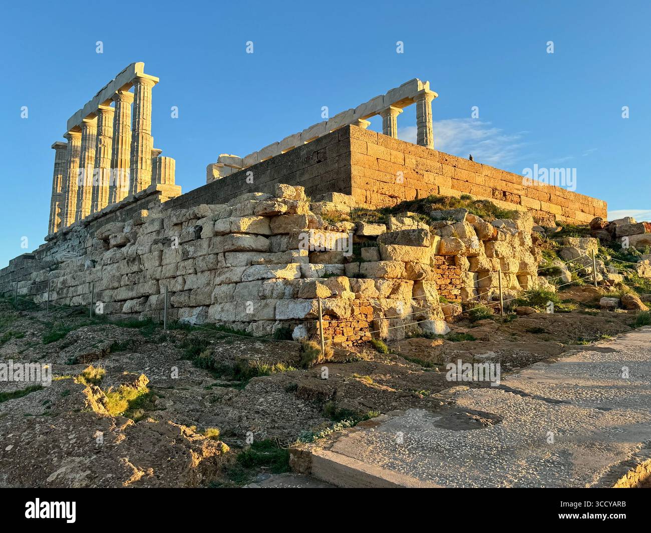 Ancient Temple of Poseidon at Cape Sounion, Greece, overlooking the Aegean Sea. - Smartphone Captured Stock Image