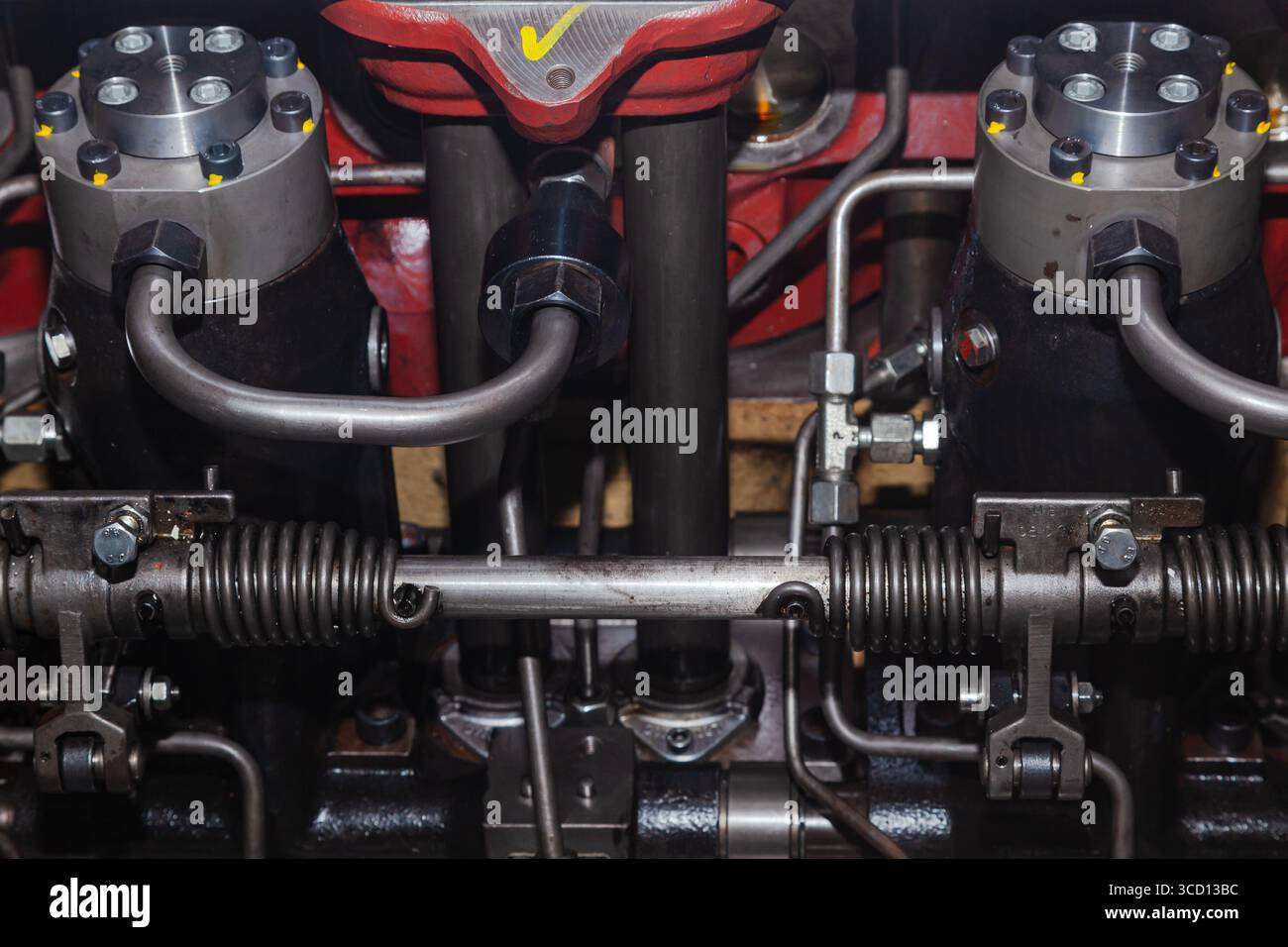 Internal mechanisms of a ship's engine. Stock Photo