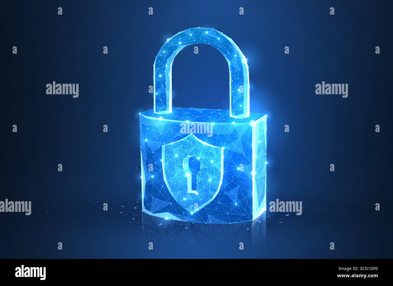 Digital lock. Secure data management, cyber risk policy, digital privacy technology Stock Vector
