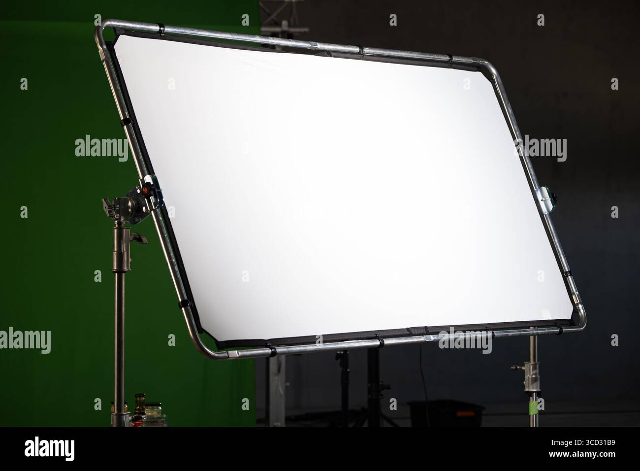 Large, film production white fabric scrim diffusion frame Stock Photo
