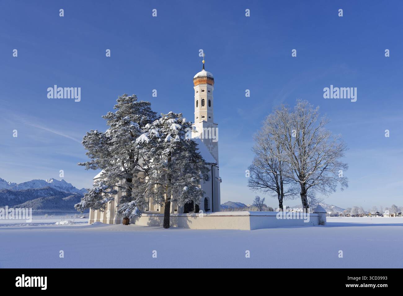 Church of St Coloman in winter, baroque church, Allgaeu, pilgrimage ...