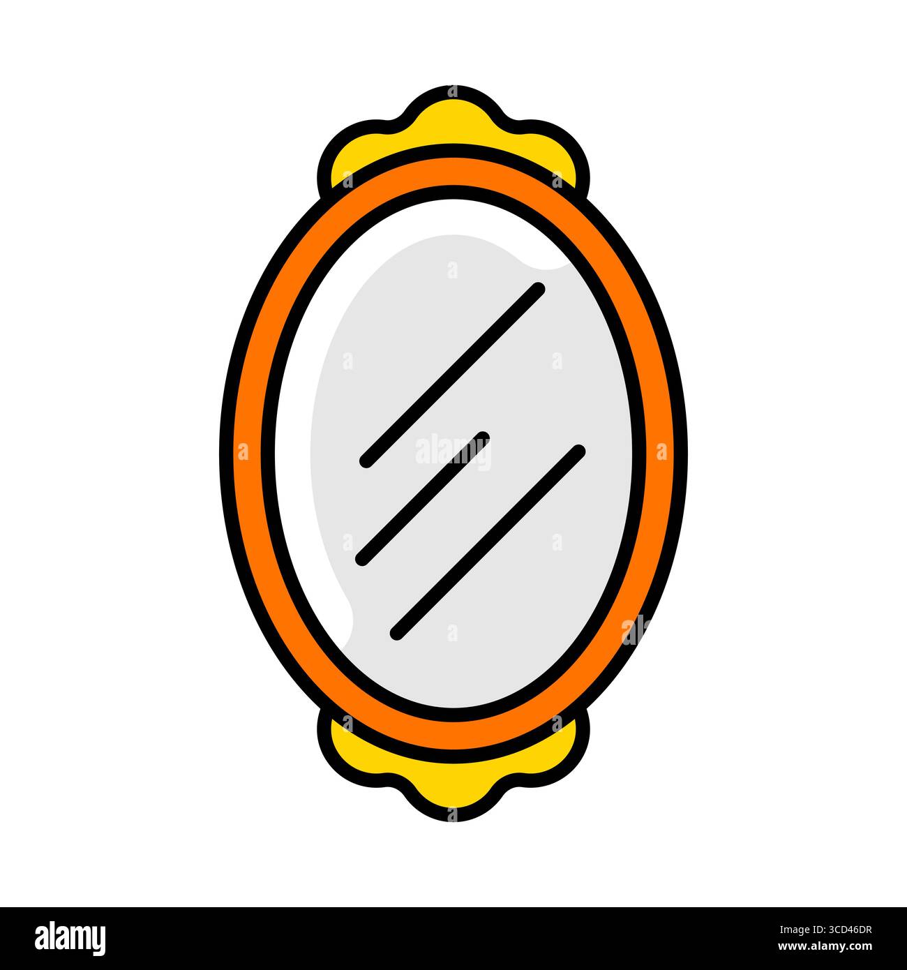 Oval mirror icon. Home decor element thin line illustration. Stock Vector