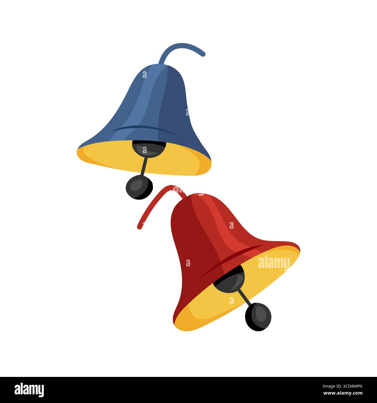 Two school bells in red and blue, ringing a classroom alarm Stock ...