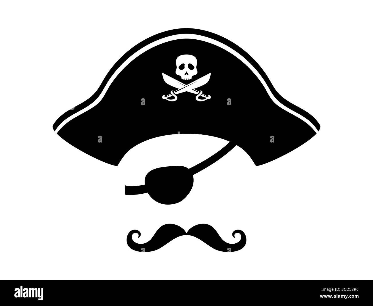Pirate photo booth mask with corsair captain hat. Birthday party ...