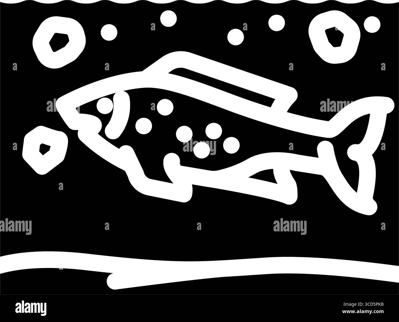 marine life ingesting microplastics glyph icon vector illustration ...