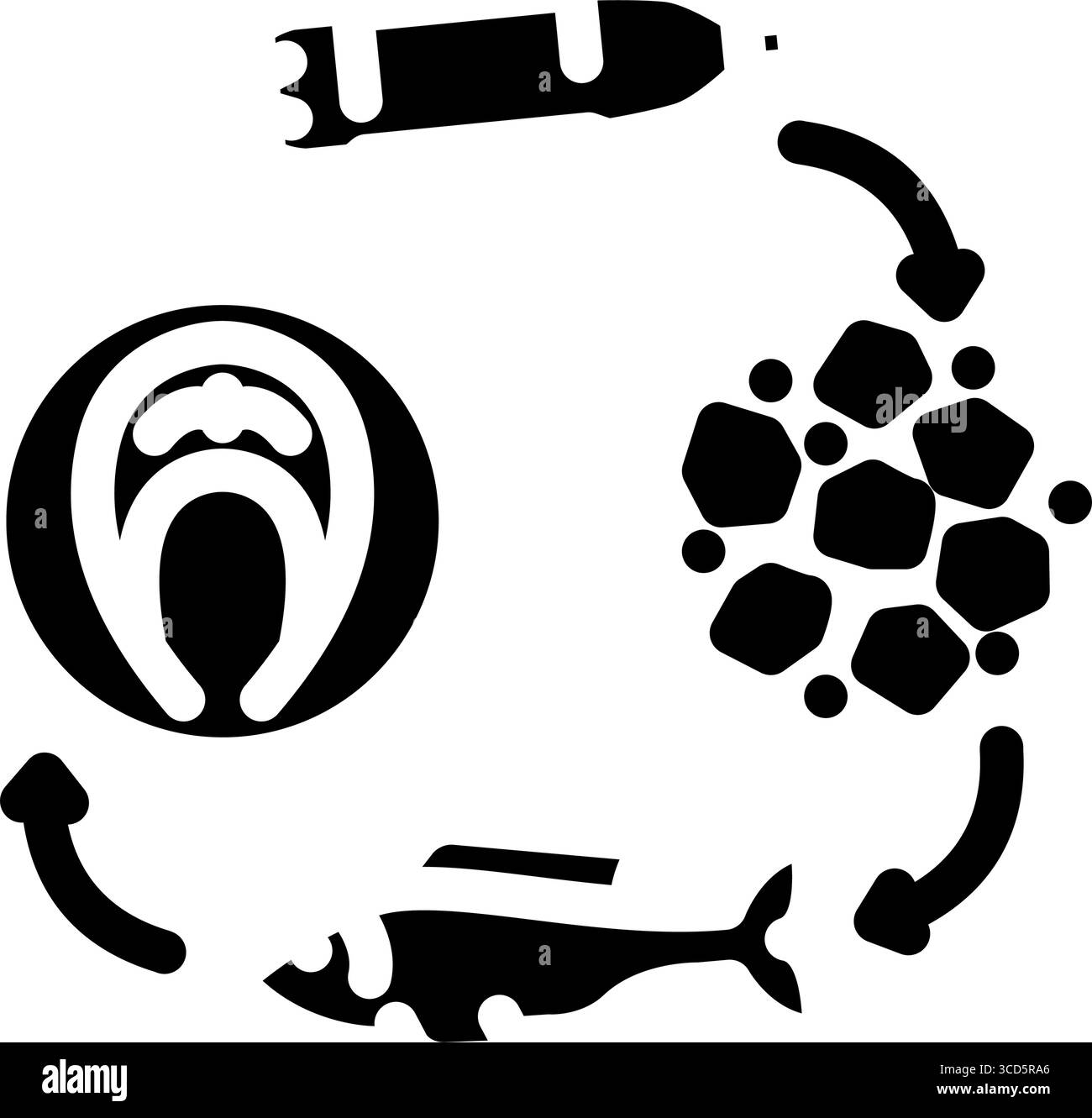 contamination microplastic food chain glyph icon vector illustration ...