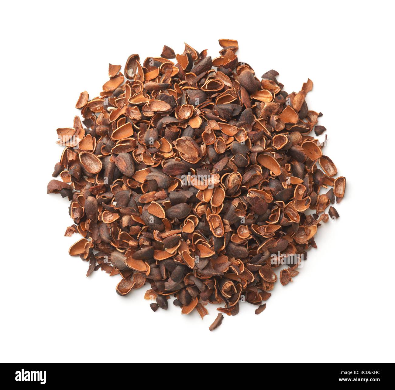 Top view of empty pine nuts husk isolated on white Stock Photo