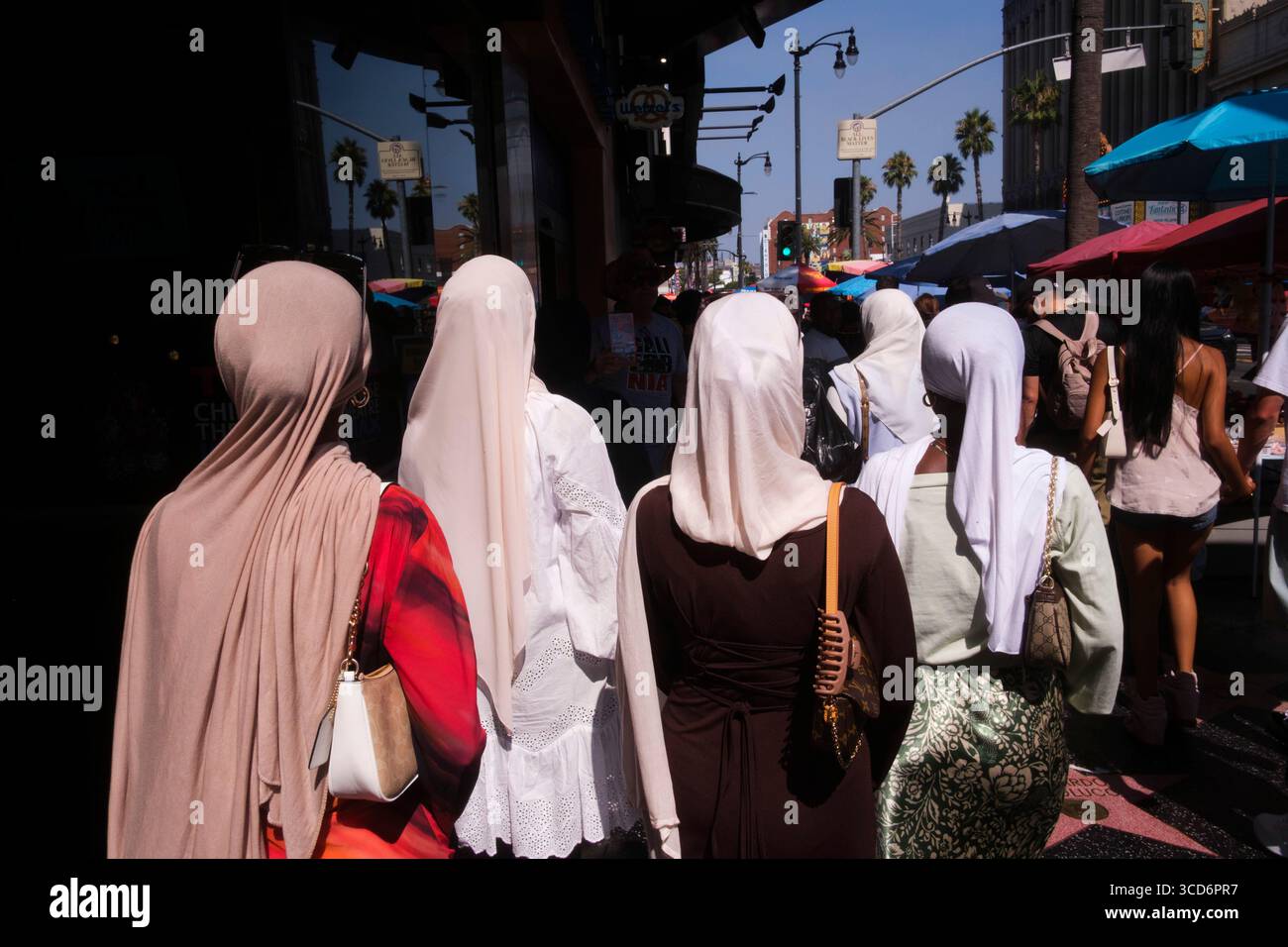 Tourists on Hollywood Boulevard Stock Photo