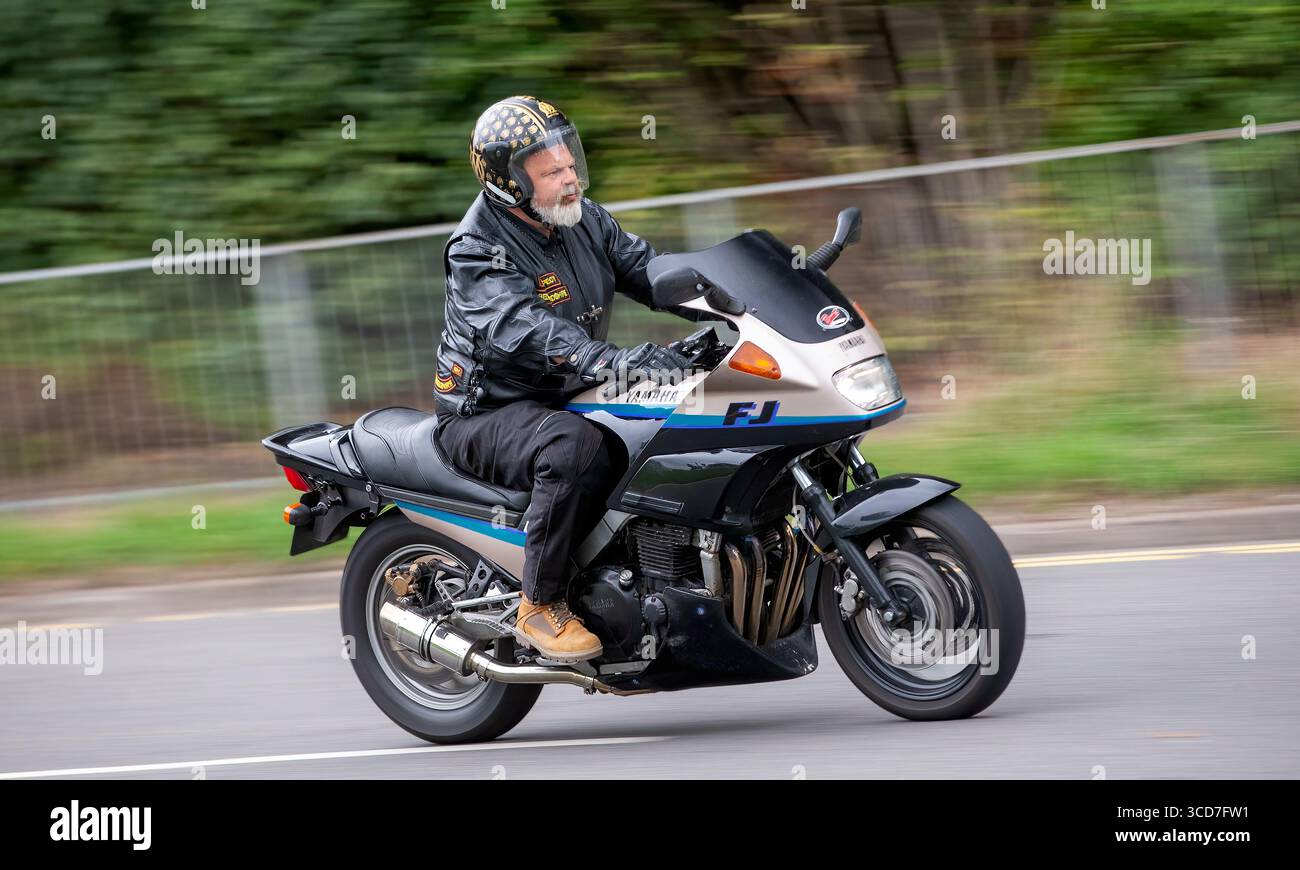 Milton Keynes,Bucks,UK - Aug 3rd 2025: 1994 Yamaha fj 1200  motorcycle travelling on a British road Stock Photo