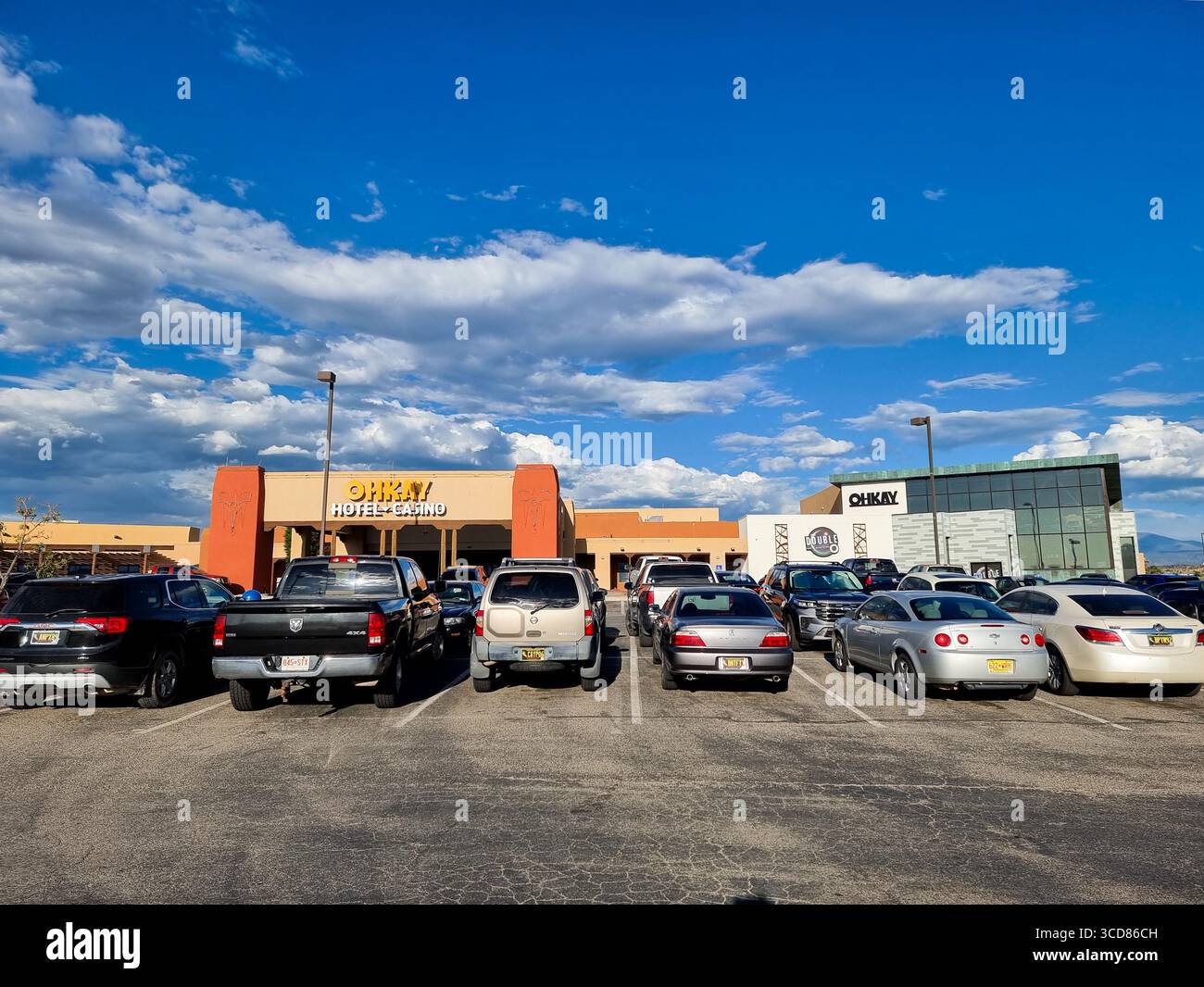 Parking in front of Ohkay Hotel & Casino in New Mexico, U.S.A. - Smartphone Captured Stock Image