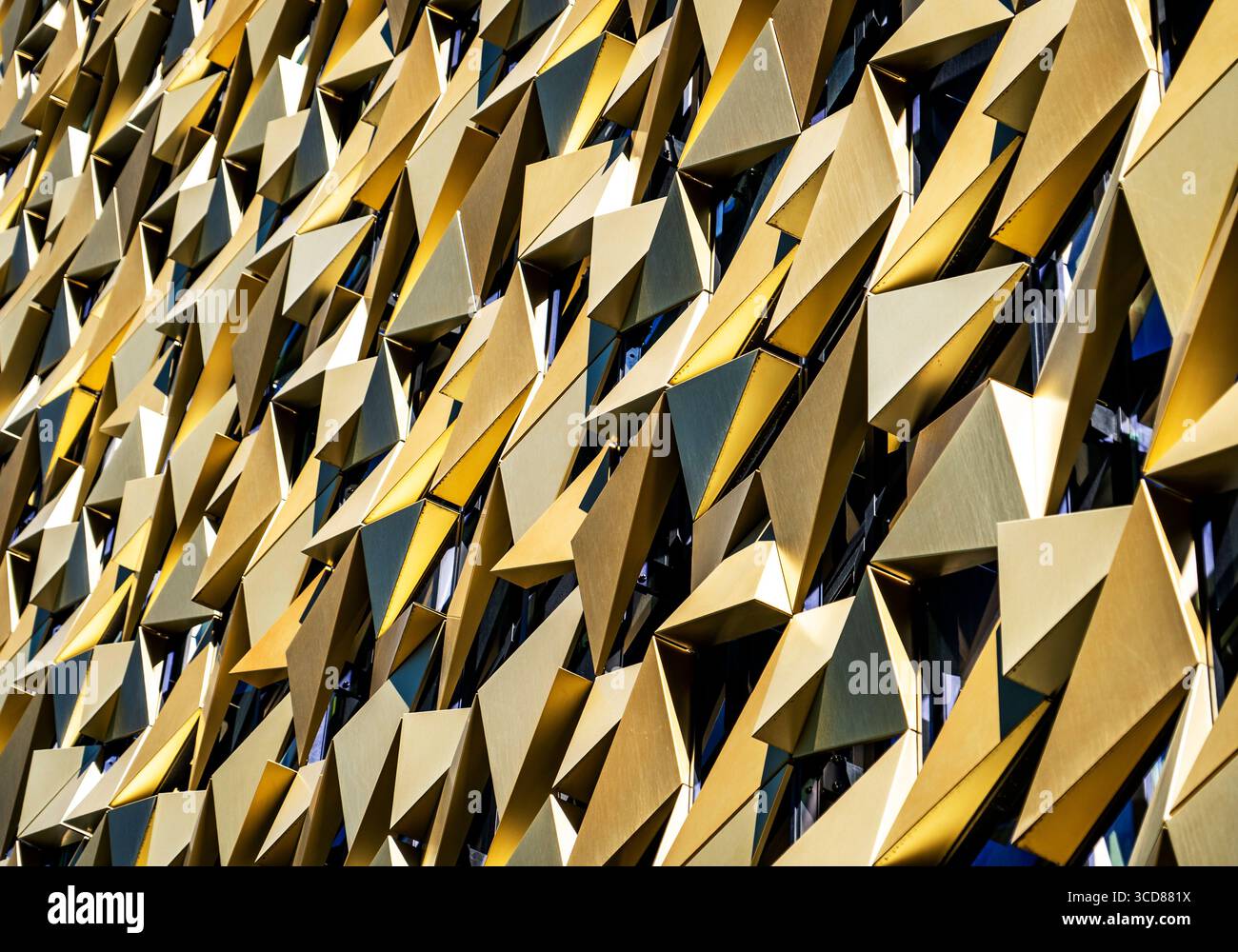 Abstract geometric pattern with gold metallic shapes Stock Photo