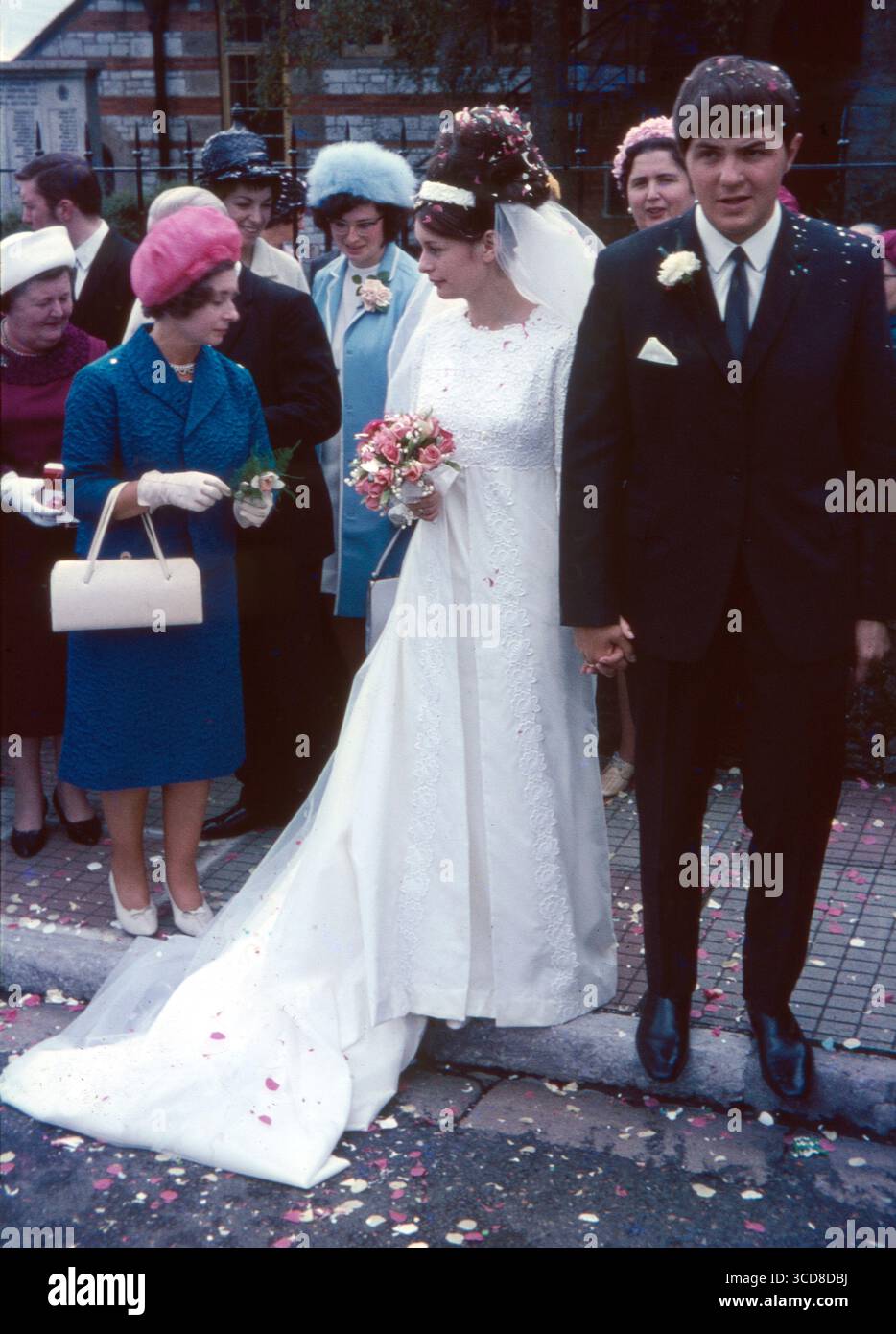 UK: An old colour slide film of a British wedding in the 1960s. Stock Photo