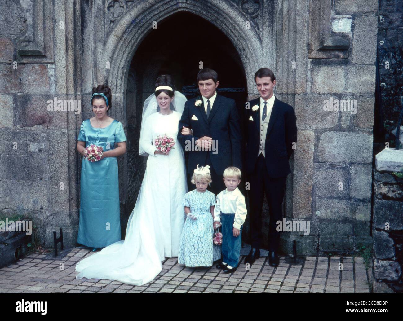 UK: An old colour slide film of a British wedding in the 1960s. Stock Photo