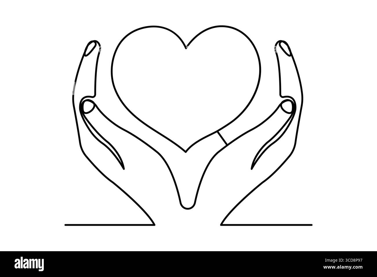 Heart shape continuous one line drawing and minimalist style isolate ...