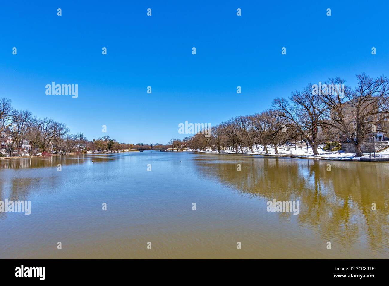 Panoramic view of Lake Victoria in the center of Stratford, Ontario, Canada. Stock Photo