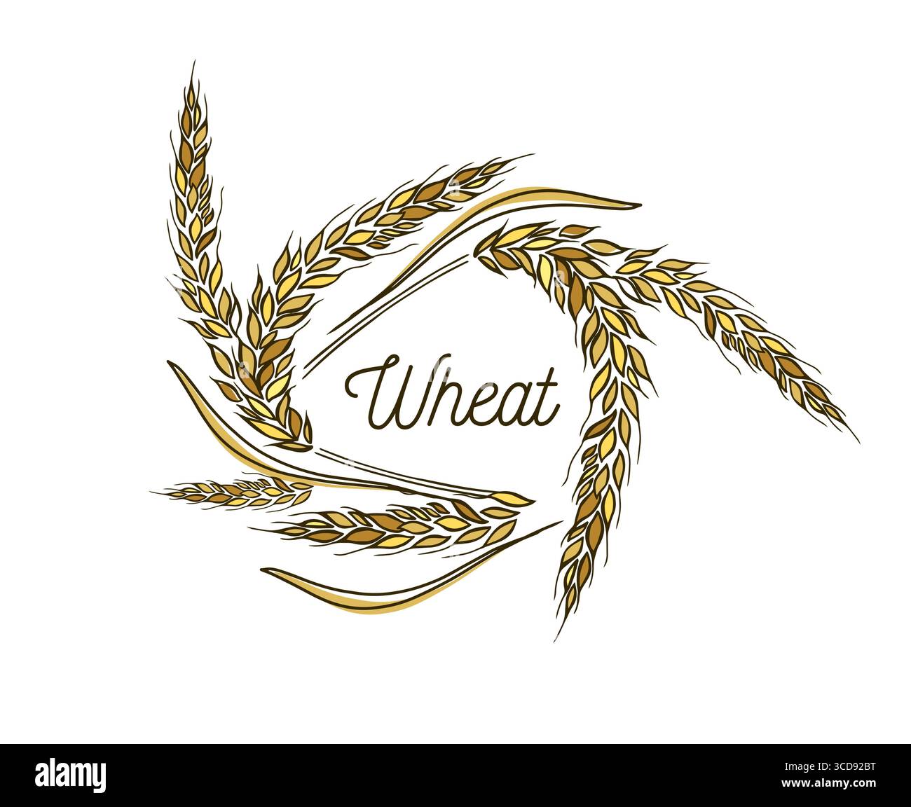 Wheat frame abstraction. hand drawn. Not AI, Vector illustration Stock Vector
