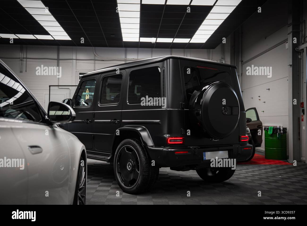 Black Mercedes AMG G Class SUV Rear View in Indoor Setting Stock Photo ...