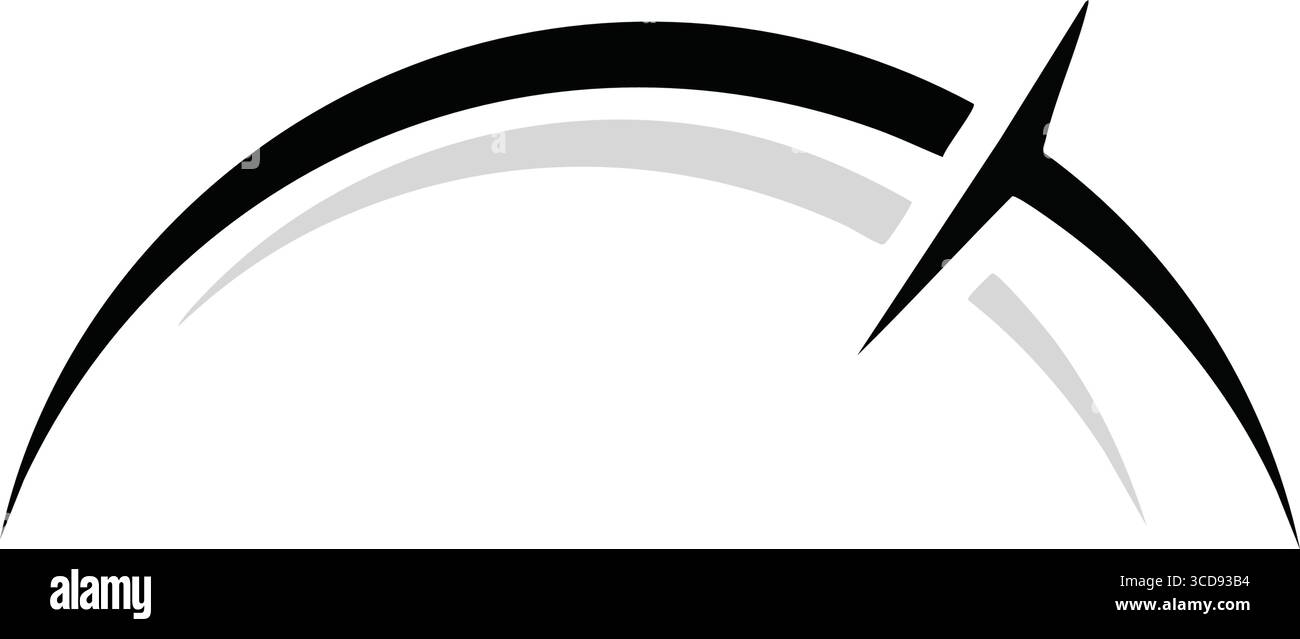 Abstract White Arc on Dark. A luminous geometric form arcs gracefully against a dark background. This simple yet profound graphic conveys progress, co Stock Vector