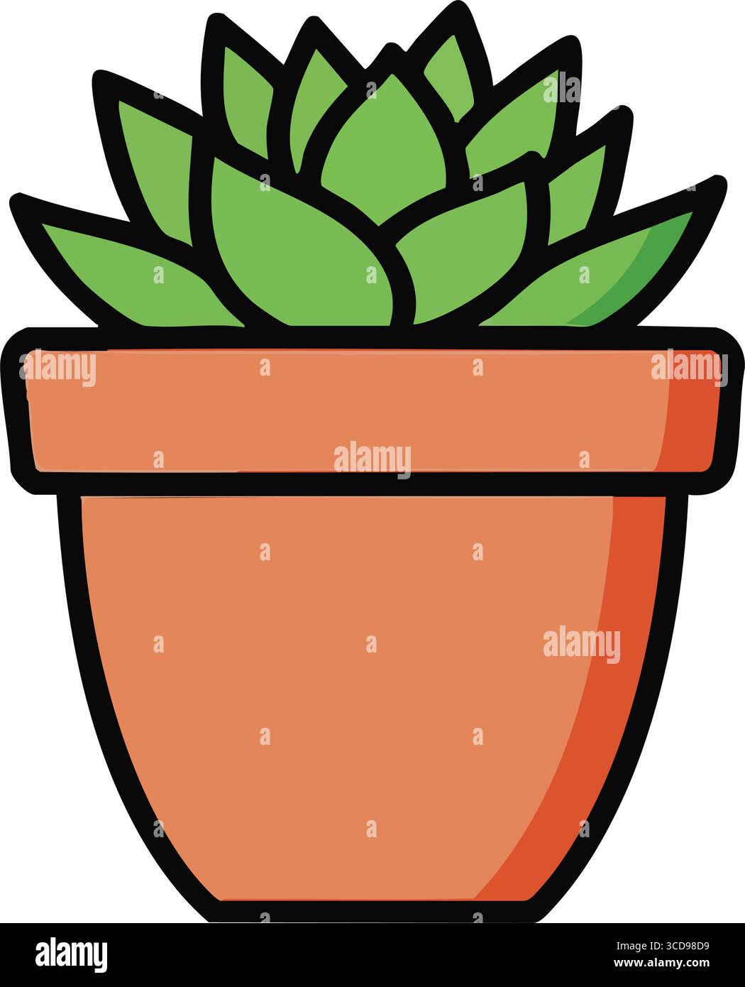 Potted Succulent Houseplant Graphic. Stylized illustration of a vibrant green botanical in a warm, earthy container. Symbolizes natural beauty, tranqu Stock Vector