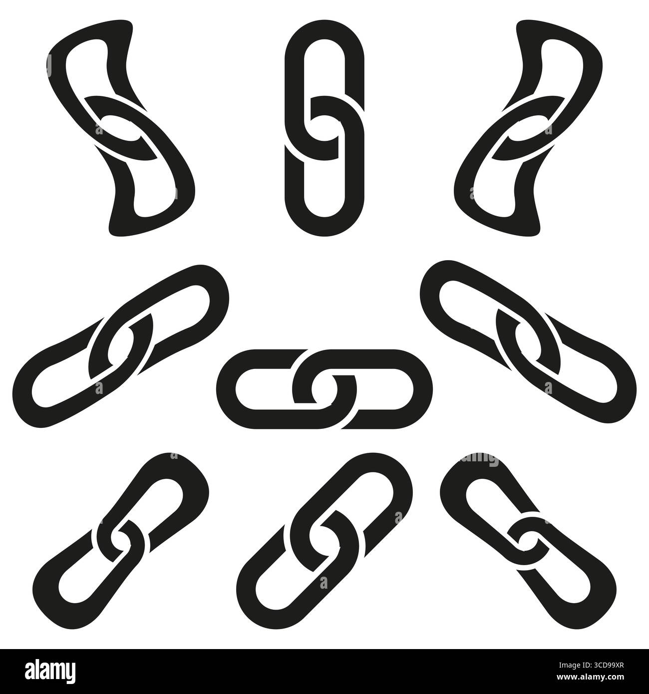 Chain link icon set. Connection security symbol. Network data Vector. Teamwork concept illustration. Stock Vector