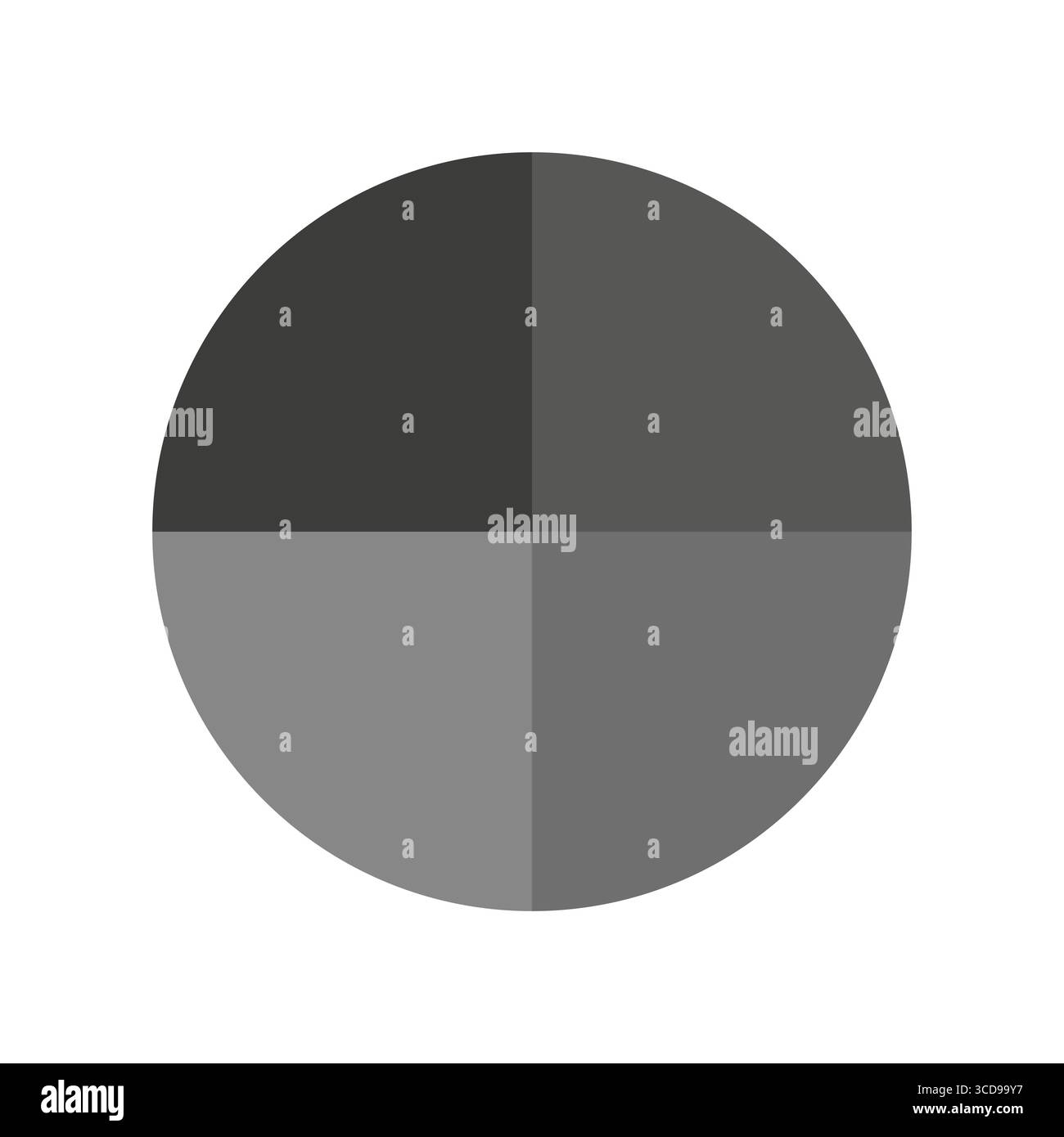 Monochrome chart Vector illustration. Four grey tones. Black and white palette. Circular graph symbol. Stock Vector