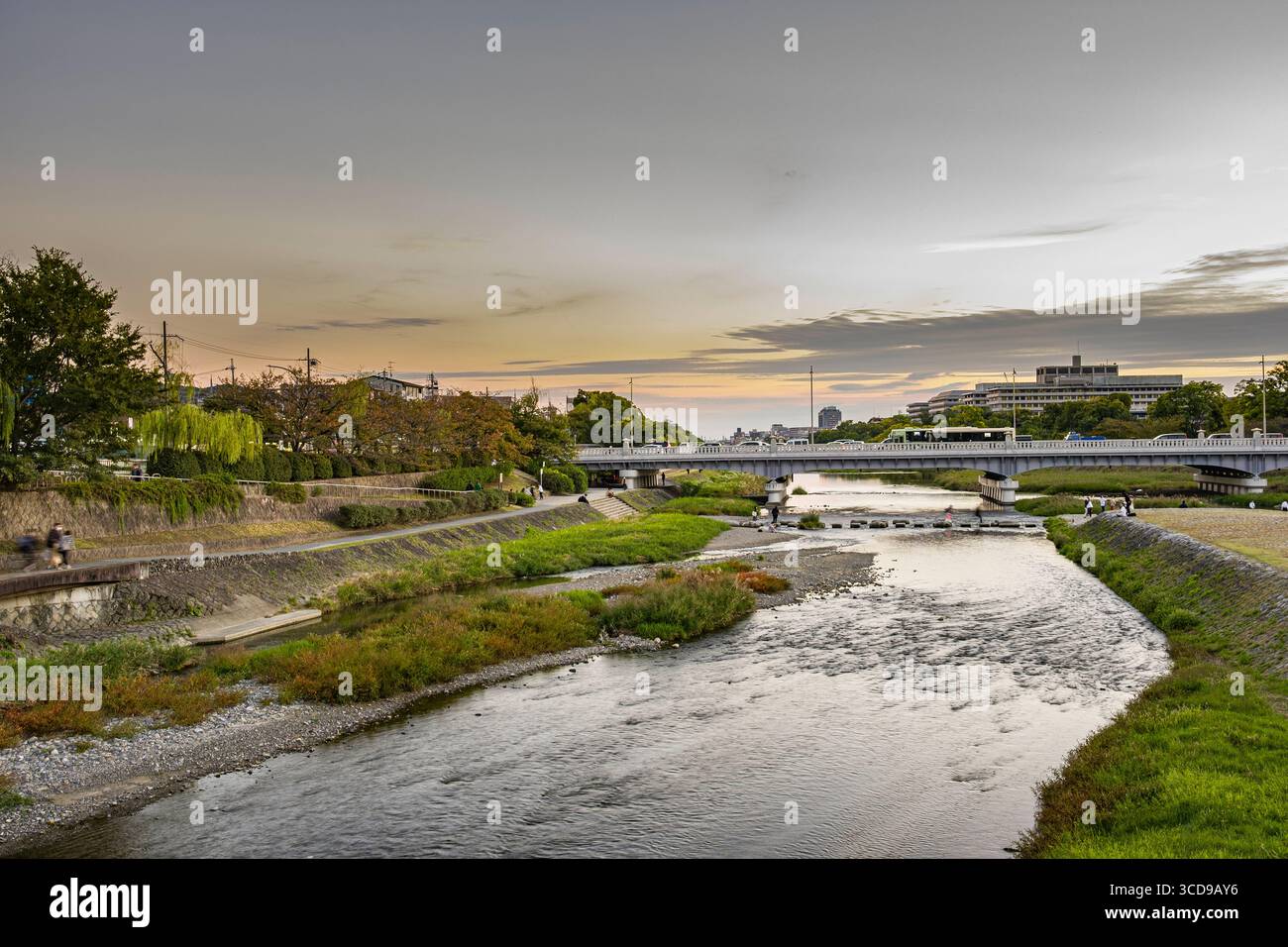 Takano river flowing towards the Kamo Ōhashi Bridge and the confluence ...