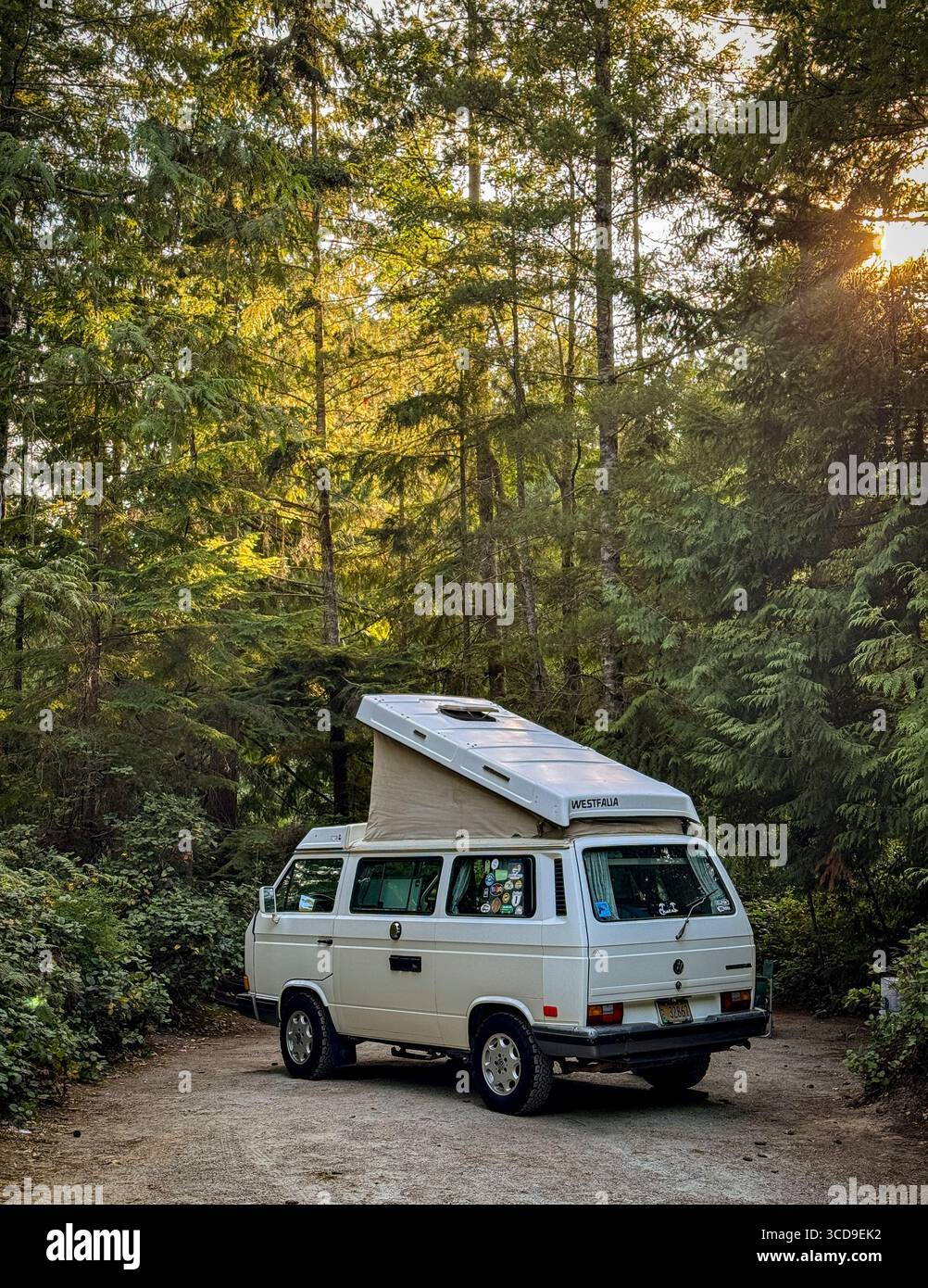 VW Westfalia at Bayside Campground and RV Park  in Sechelt on the Sunshine Coast of British Columbia, Canada. - Smartphone Captured Stock Image