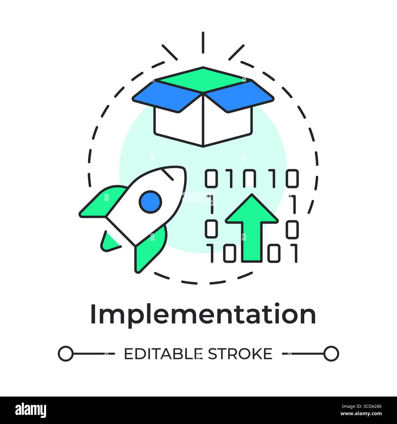 Implementation multi color concept icon Stock Vector